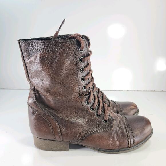 Steve Madden Women's Troopa Lace Up Combat Boots Brown Size 6.5 M